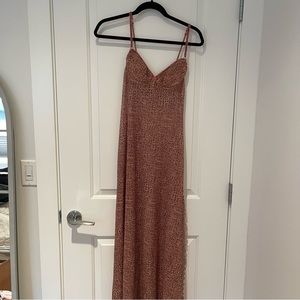 leopard mesh Slip Dress with pink bows